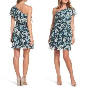 Eliza J Ruffle One-Shoulder Dress light chiffon cocktail parties wedding 16